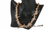 Rpn290 Designer Champange Baroque and Cross Pearl Opera Necklace