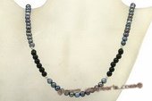 Rpn318 Hand knotted 6-7mm Potato Pearl and Agate beads rope necklace