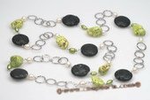 Rpn334 Designer Sterling Silver Vesuvianite & Turquoise Rope Necklace