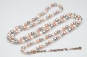 Rpn336 Hand Knotted 8-9mm Freshwater Potato pearl Rope Necklace