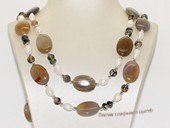 Rpn343 freshwater nugget pearl necklace with agate facet bead