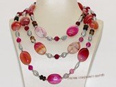 Rpn345 freshwater nugget pearl necklace with agate facet bead