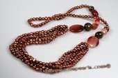 Rpn374 Fabulous Cultured Freshwater Pearl and Agate Rope Necklace