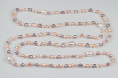 Rpn378 Good Quality Cultured Freshwater Potato Pearl Rope Necklace for Summer day