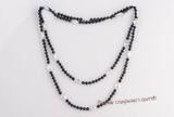 Rpn384 Classic  Rope Necklace With White Coin Pearl & Black Potato Pearl