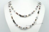 Rpn387 Multicolour Button Pearl and Gemston Lond Necklace