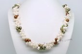 Rpn397 Hand Knotted Multicolour Freshwater Dancing Pearl Rope Necklace