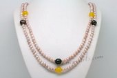 Rpn402 Fashion Multicolour Pearl and Yellow Jade Long Necklace