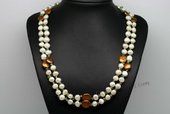 Rpn403 Multicolour Baroque Pearl and Peridot Long Rope Necklace