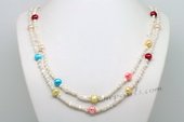 Rpn405 Hand Knotted Multicolour Cultured Pearl Long Necklace in wholesale