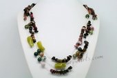 Rpn409 Hand Strung Muliti-color Gemstone Design  Rope Necklace