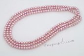 RPN410 Classic Hand Knotted Pale Purple Potato Pearl Rope Necklace