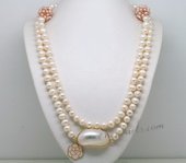 Rpn412 Fantastic Hand Knotted White Potato Pearl Rope Party Necklace