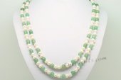 Rpn420 Hand Kontted Cultured Potato pearl and Jade Rope Necklace