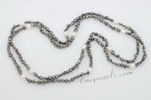 Rpn422 Hand Knotted Black Nugget Seed Pearl Rope Necklace