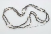 Rpn422 Hand Knotted Black Nugget Seed Pearl Rope Necklace