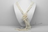 Rpn438 Freshwater Seed Pearl Lariat Necklace with 8-9mm White Nugget Pearls