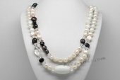 Rpn439 Freshwater Pearl Rope Necklace with Baroque Pearl & Crystal