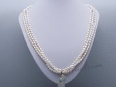 Rpn443 Stylist Hand Strung White Rice Pearl Layer Opera Necklace