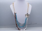 Rpn445 Fabulous Cultured Coin Pearl &Turquoise Opera Necklace