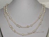 Rpn453 36" Long Rope Style Natural White Cultured Freshwater Pearl Bead Chain Necklace