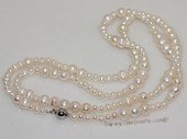 rpn455  Long Rope Style Natural White Cultured Freshwater Pearl Necklace