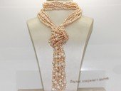 rpn461  Five Strand   freshwater nugget  pearl Long Style  scarf Necklace