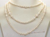 rpn464  Long Rope Style Necklace With Natural White Cultured Freshwater Pearl