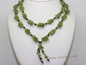 rpn470 Stylish olivine rope neckace with 4mm agate beads