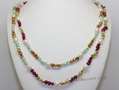 rpn472 Freshwater Rice and Nugget Pearl Rope Necklace in Multi-Color