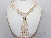 rpn474 hand knotted 8-9mm and 5-6mm button pearl  opera necklace