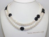 rpn476 Freshwater Potato Pearl Rope Necklace with  Coin Shape Pearl