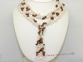 rpn478 hand knotted 4-5mm side-drilled pearl  opera necklace
