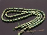 rs08 five strands 5-6mm green dye color rice shape cultured pearl strands