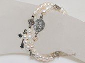 rybr024  Hand-wrapped white potato pearl rosary bracelet in wholesale