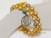 rybr025  Hand-wrapped whorl pearl rosary bracelet in wholesale
