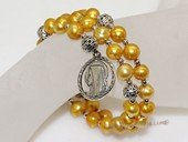 rybr025  Hand-wrapped whorl pearl rosary bracelet in wholesale