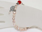 rybr028 wholesale pink potato pearl rosary bracelet