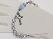 rybr034 freshwater potato pearl  catholic jewelry  rosary bracelet