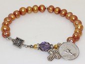 rybr037 freshwater whorl pearl  catholic jewelry  rosary bracelet