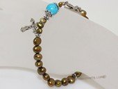 rybr038 freshwater 7-8mm nugget pearl catholic jewelry  rosary bracelet