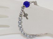 rybr039 freshwater 8-9mm grey potato pearl catholic jewelry  rosary bracelet
