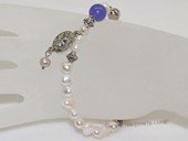 rybr040 wholesale 6-7mm white nugget pearl rosary bracelet