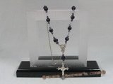 ryn005 Rosary necklace made with 8mm Blue Sand gemstone beads