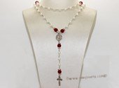 ryn016 Wire-wrapped potato pearl Rosary necklace in wholesale