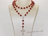 ryn018 Wire-wrapped red agate Rosary necklace in wholesale