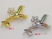 sbrm008 Sterling Silver  Zircon Pendant  Brooch Mounting  in Feather Style