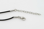 sc015 20PCS black rubber cord chain silver toned Adjustable Lobster clasp