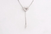 sc016 18inch 925 Sterling silver box lariat chain with pendant mounting