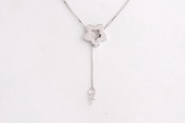 sc017 18inch 925 Sterling silver box lariat chain with pendant mounting